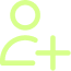 Light green user avatar icon with a plus sign, representing "add user"