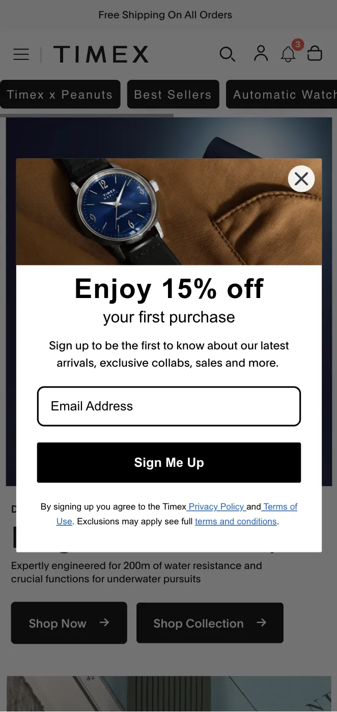 mobile popup design