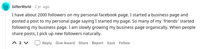 reddit example facebook growth