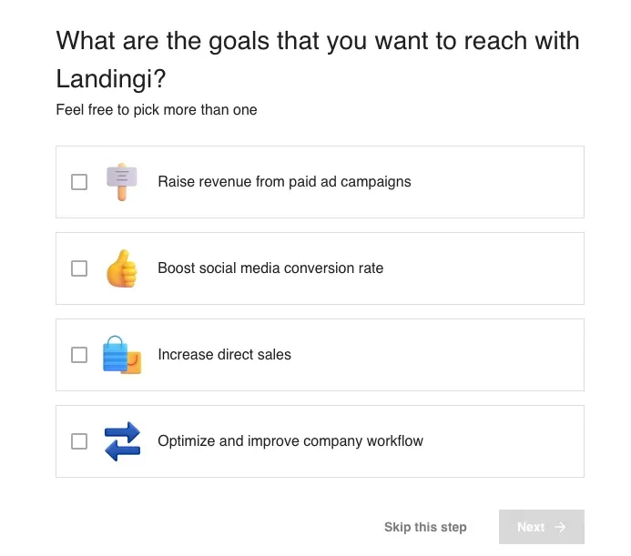 onboarding landingi