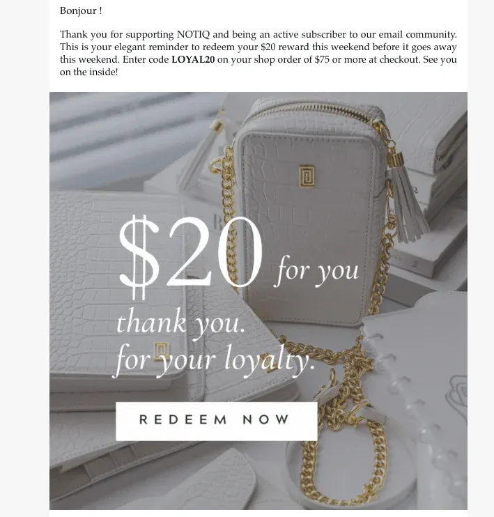email with discount