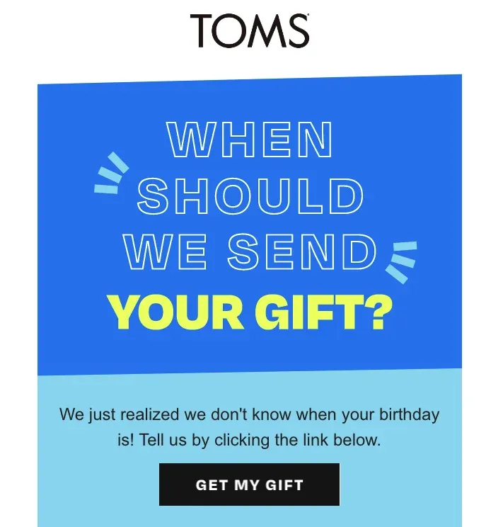 email asking for birthday date