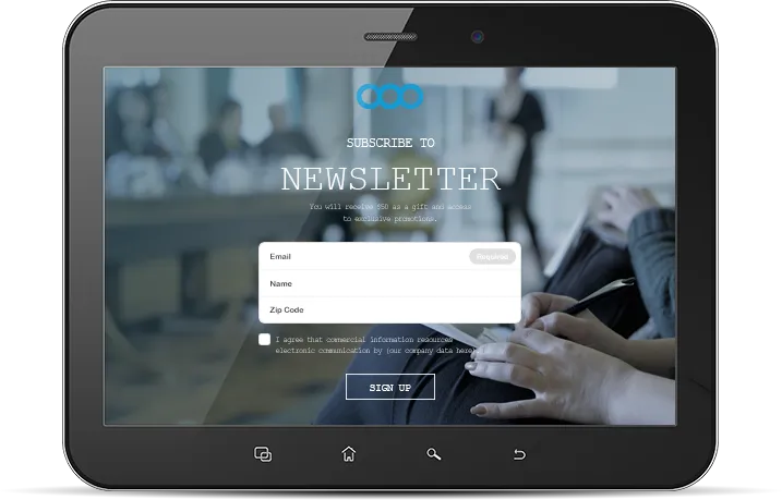 Tablet's mockup with newsletter form