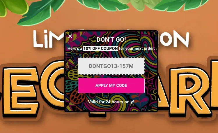 cart abandonment popup