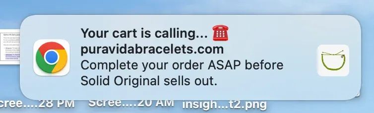 cart reminder push notification