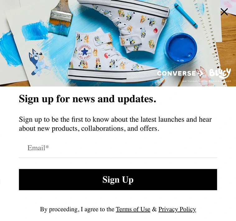 Converse Australia launch alert popup