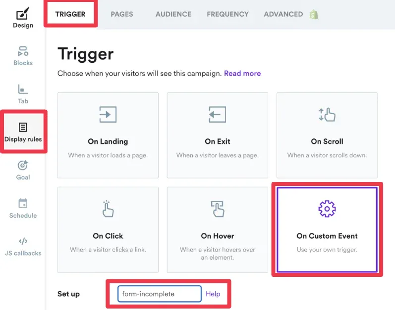 custom event targeting