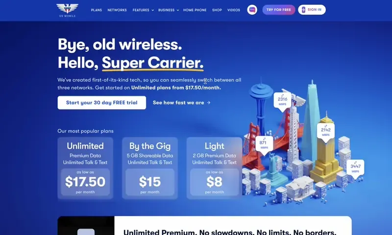 US Mobile on-click video campaign promoting a new network