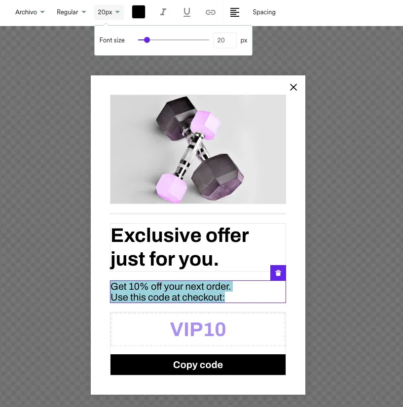 customization of woocommerce popup headline