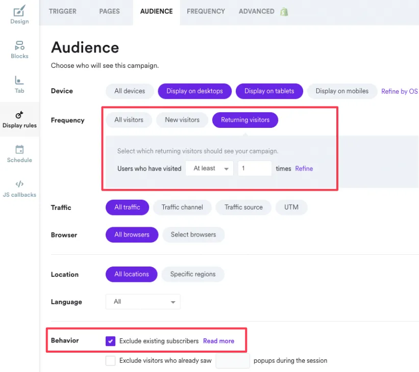 targeting returning visitors