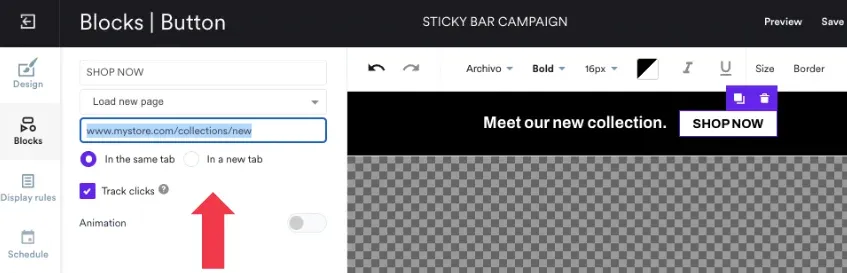 customization sticky bar