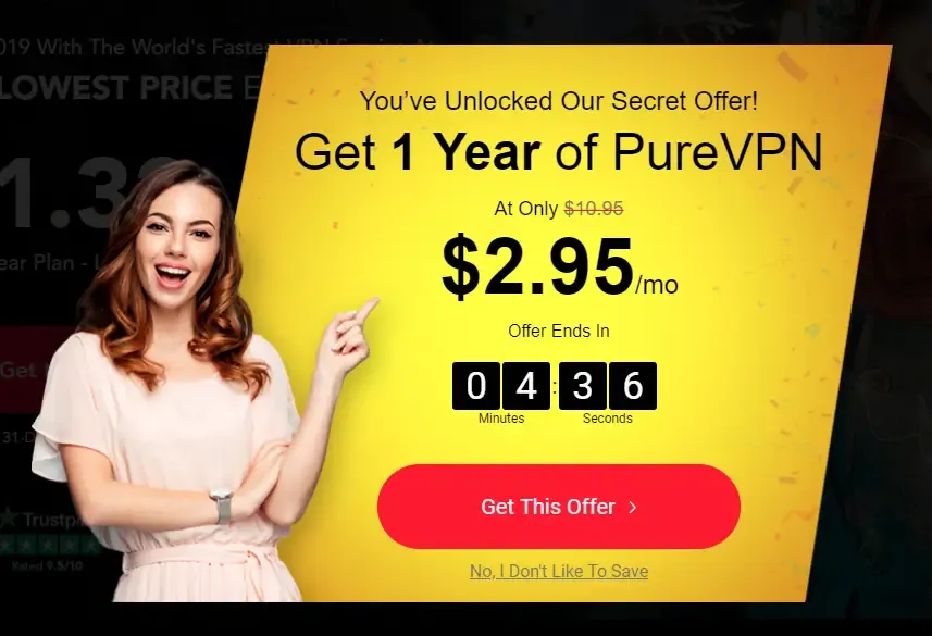 An example of popup that emphasise the most important elements