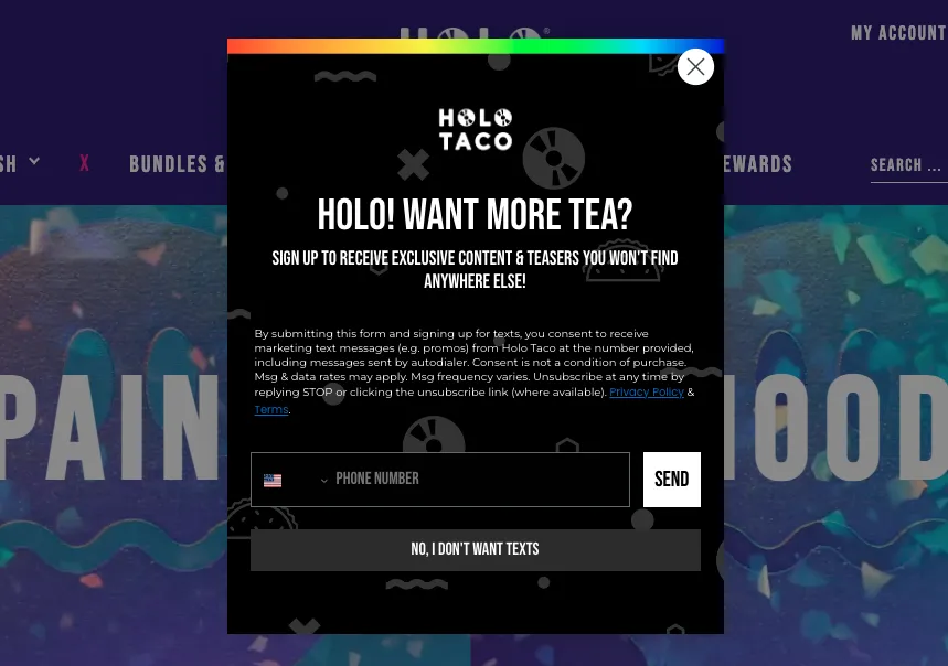 sms popup on exit