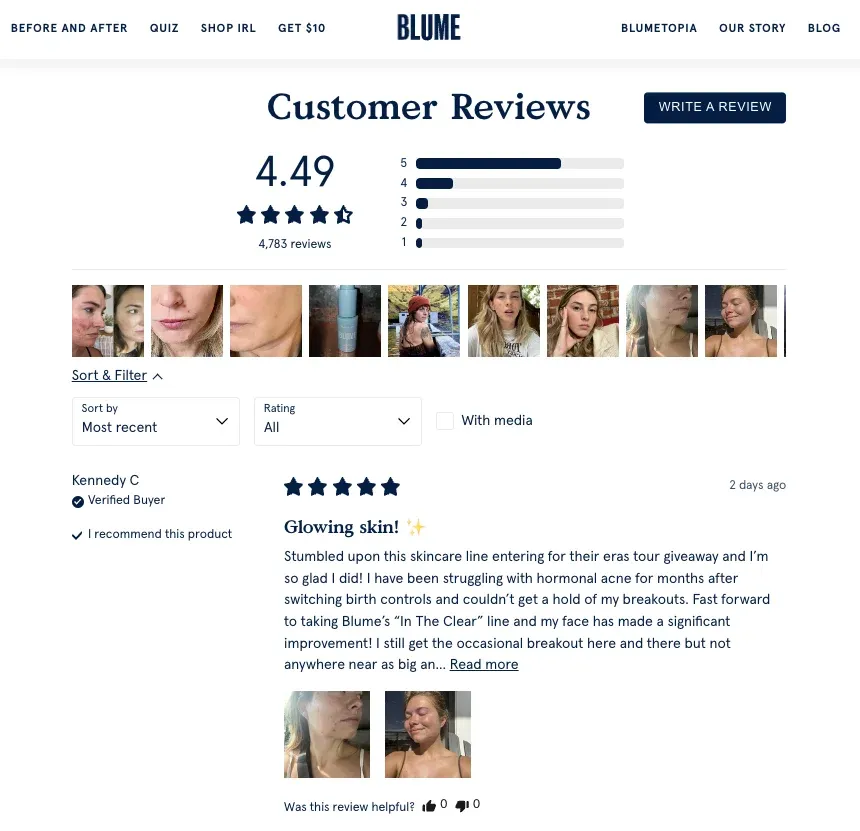 feed with reviews