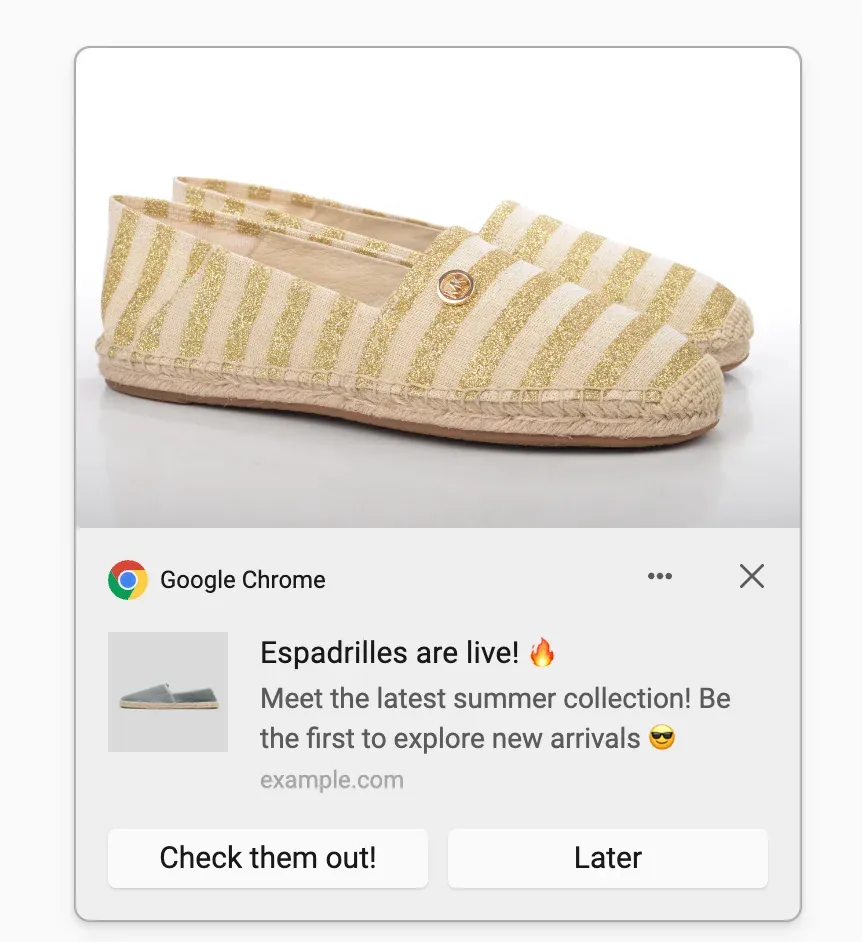 product launch push notification example