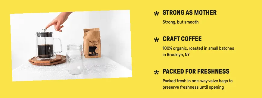 Wandering Bear Coffee product description example for coffee