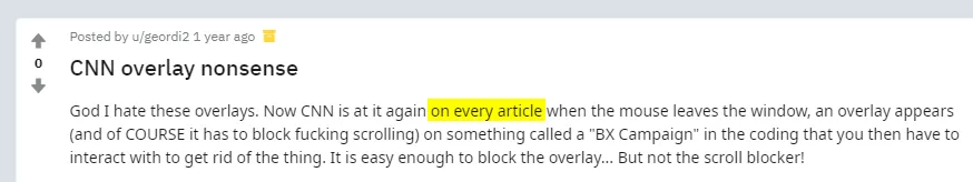 A screenshot of a reddit thread against overlays