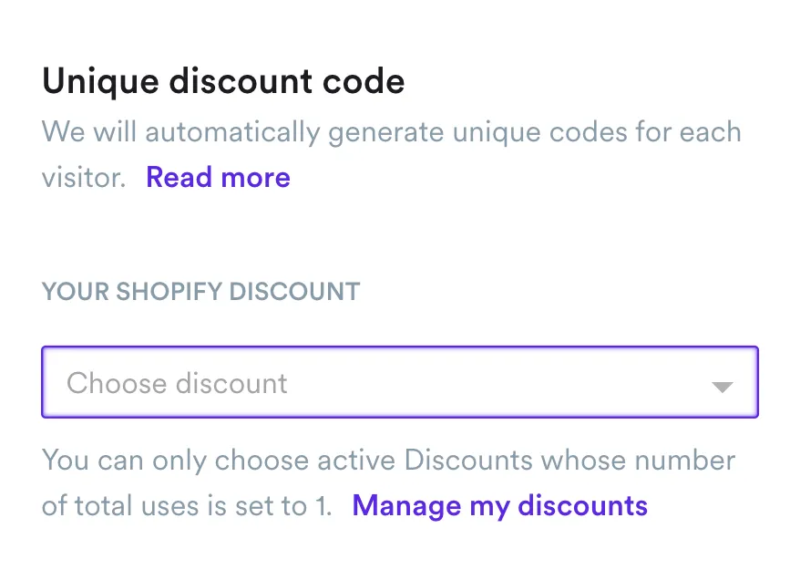 choosing unique shopify discount code