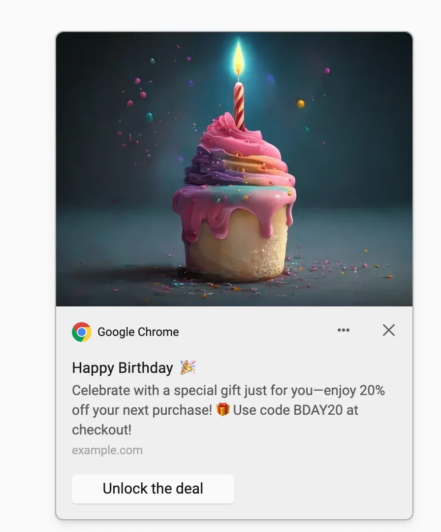 birthday push notification offer
