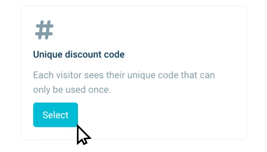 unique discount code section wisepops