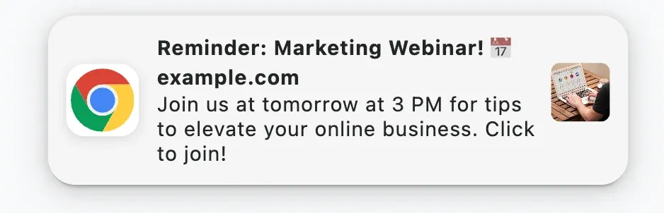 event reminder push notification example