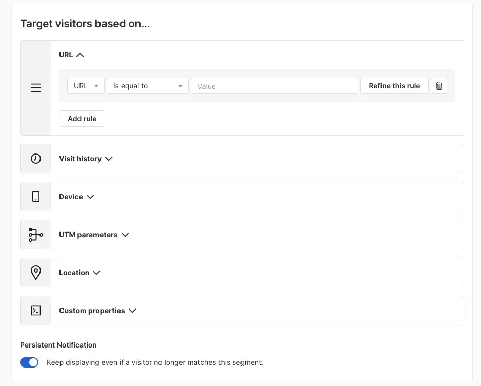 onsite notification targeting