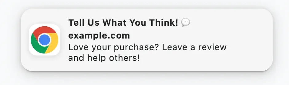 push notification example of product review