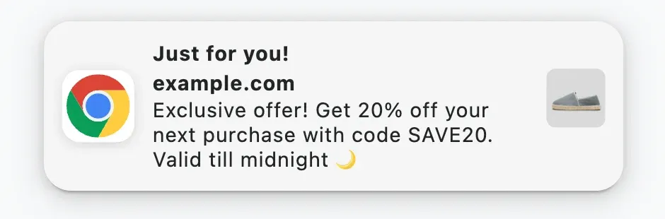 exclusive offer push example