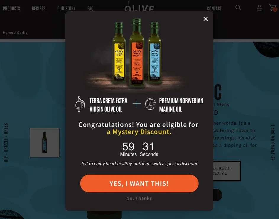 cart abandonment popup with special offer