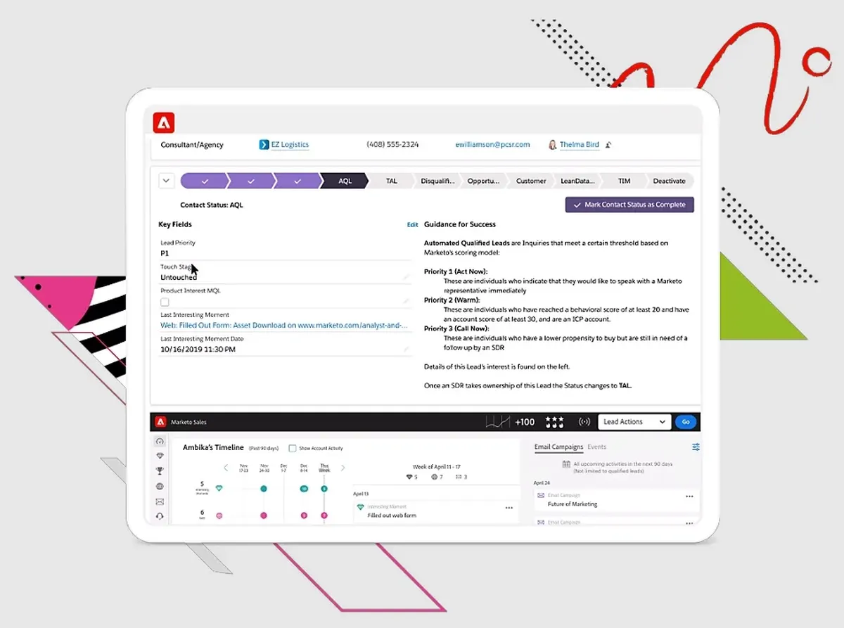 the Marketo lead management interface
