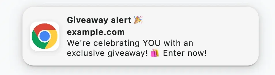 giveaway push notification example
