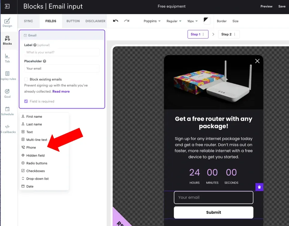 adding phone number section