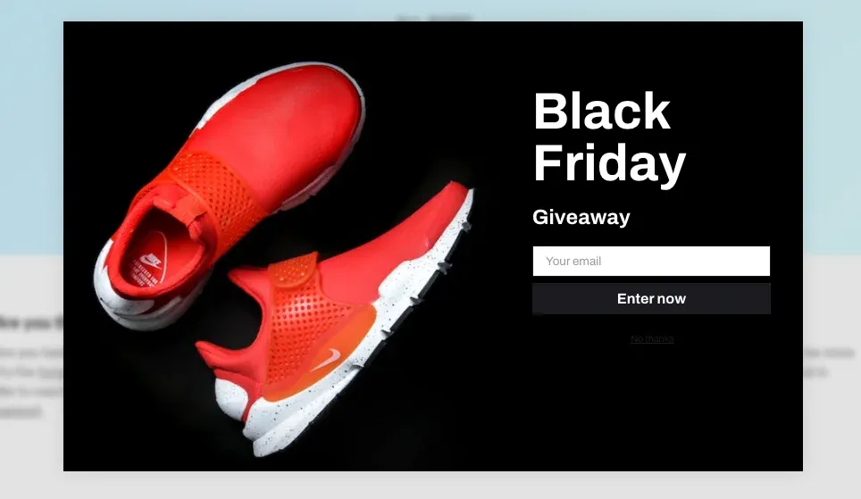 Black Friday popup giveaway