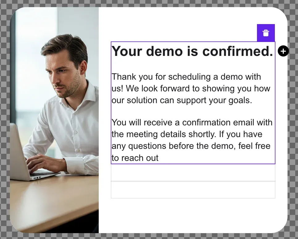 demo confirmation message