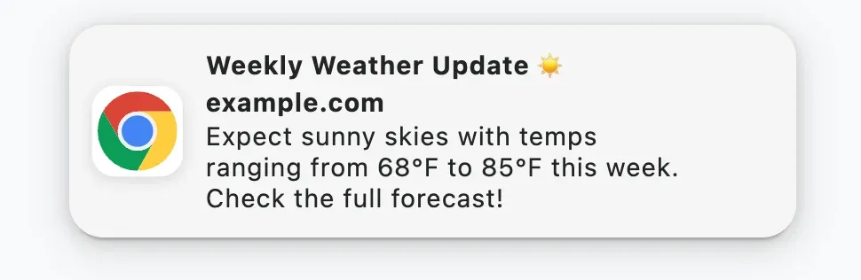 weather update informational push notification example