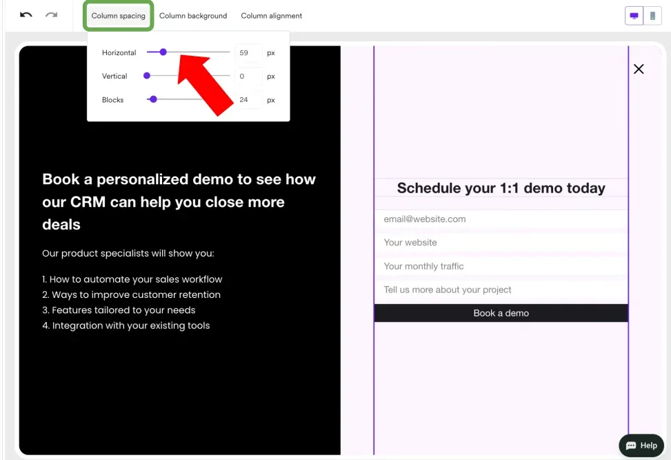 adjusting custom spacing