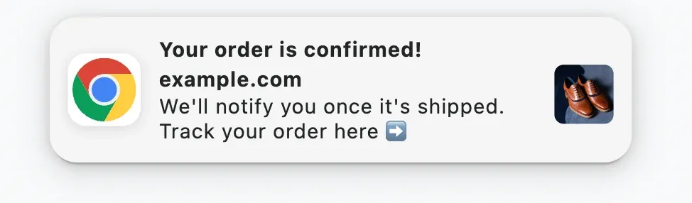 push notification example order confirmation