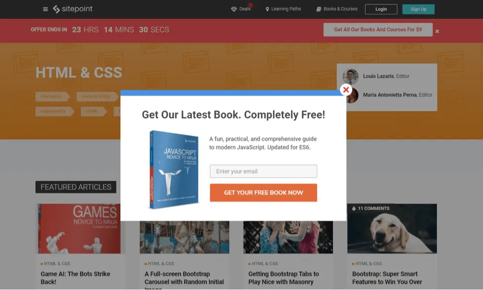 Sitepoint popup