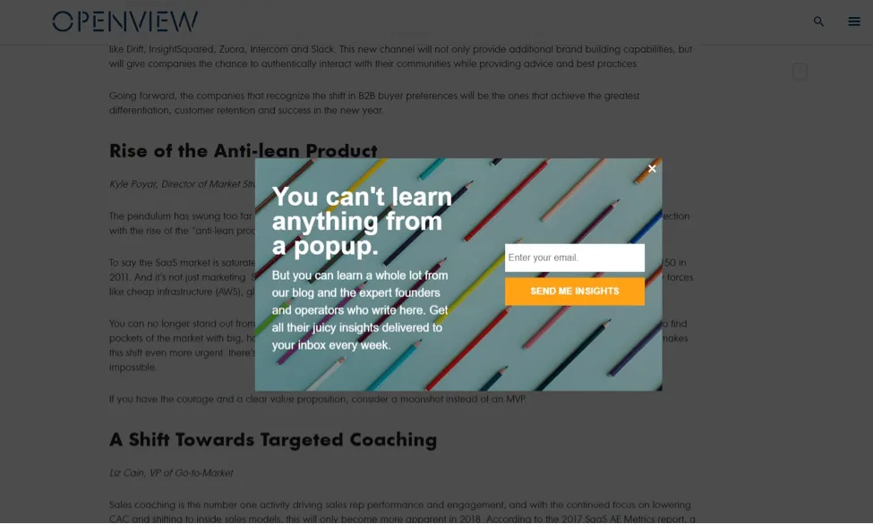 Openview popup