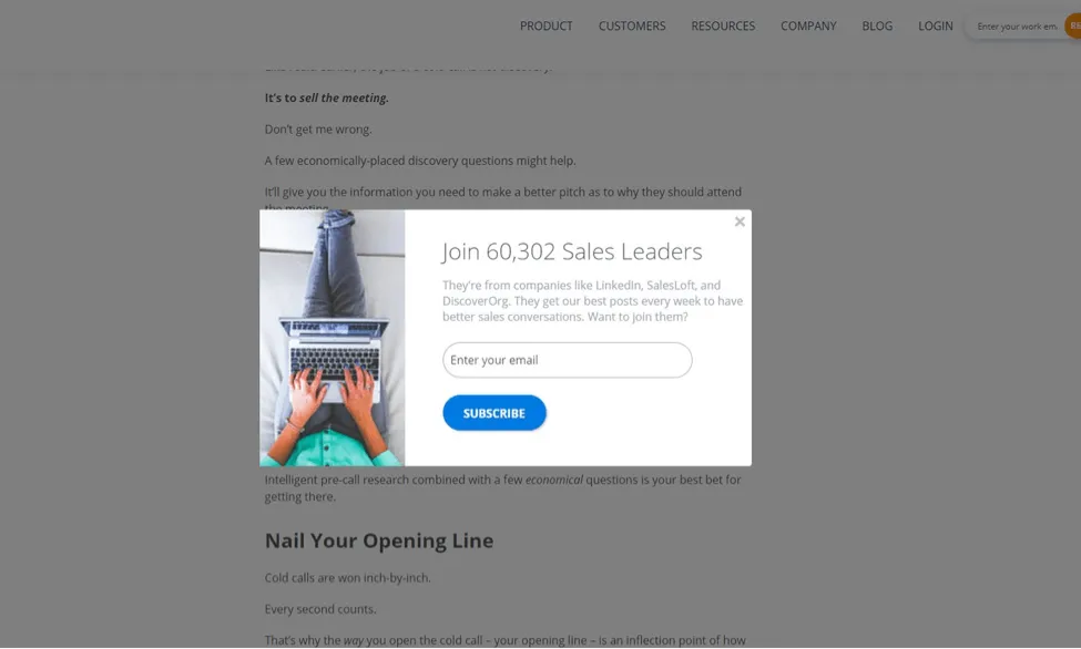 Gong.io popup