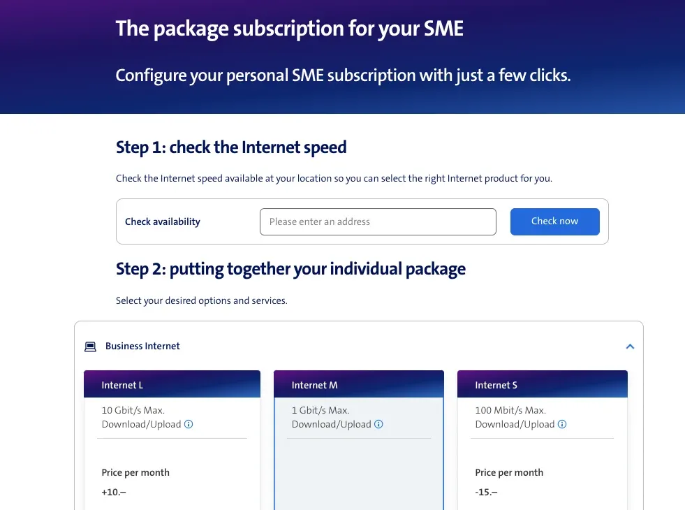package subscription page