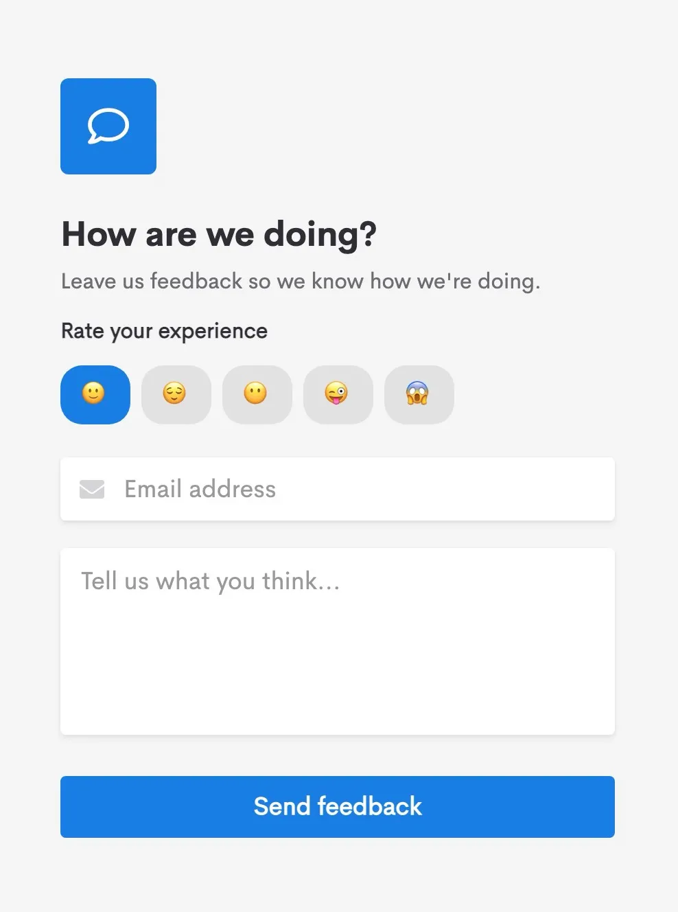 Example of survey that asks about customer feelings
