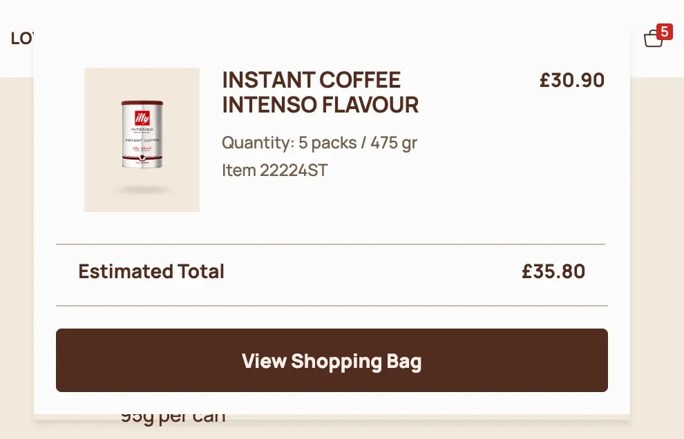 Estimated total cost of delivery
