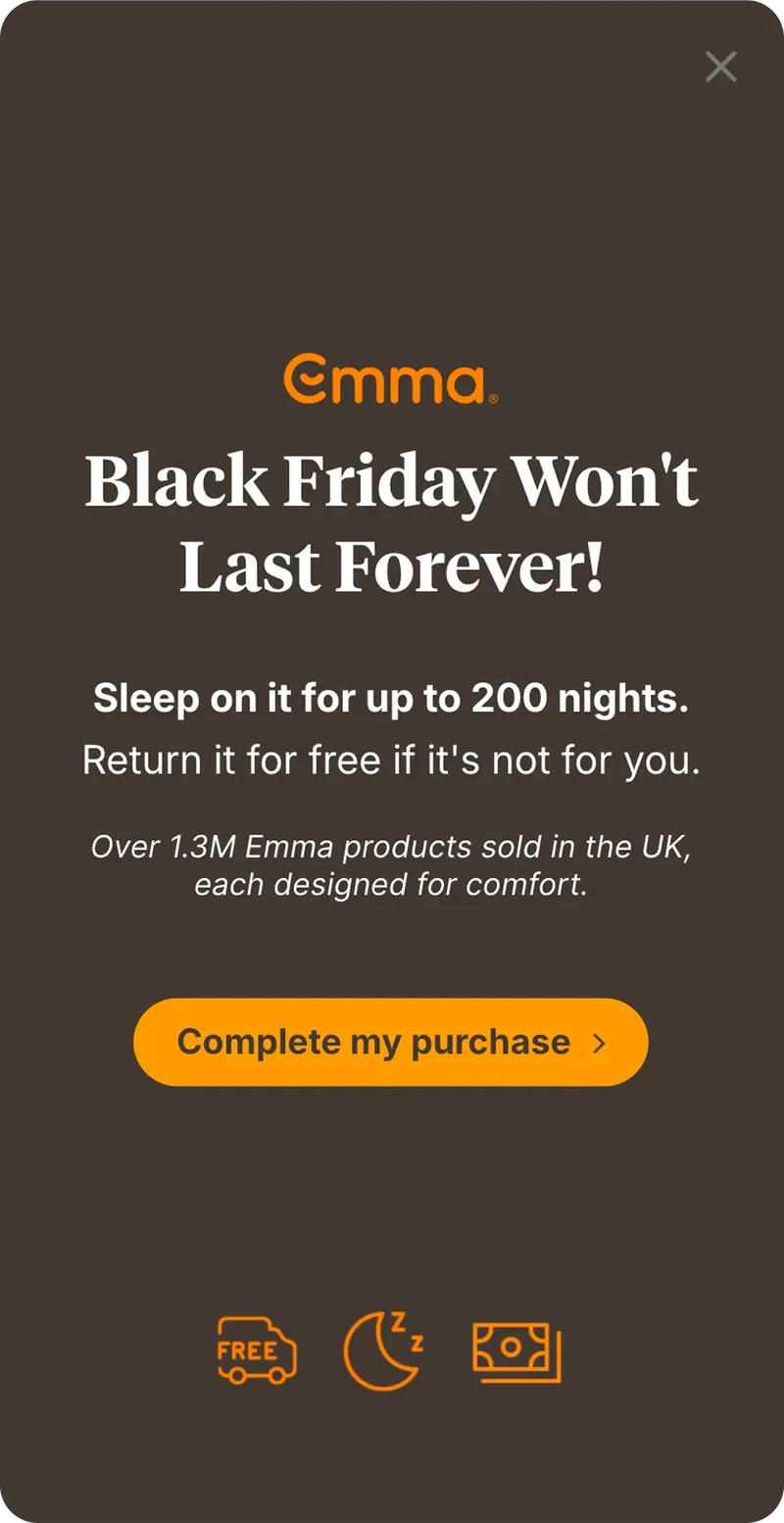 Emma Sleep Black Friday campaign
