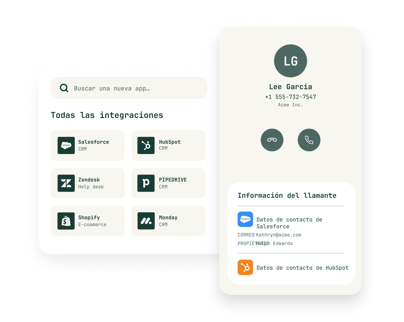 Aircall conectado con CRM, helpdesk y herramientas de negocio mediante API abierta