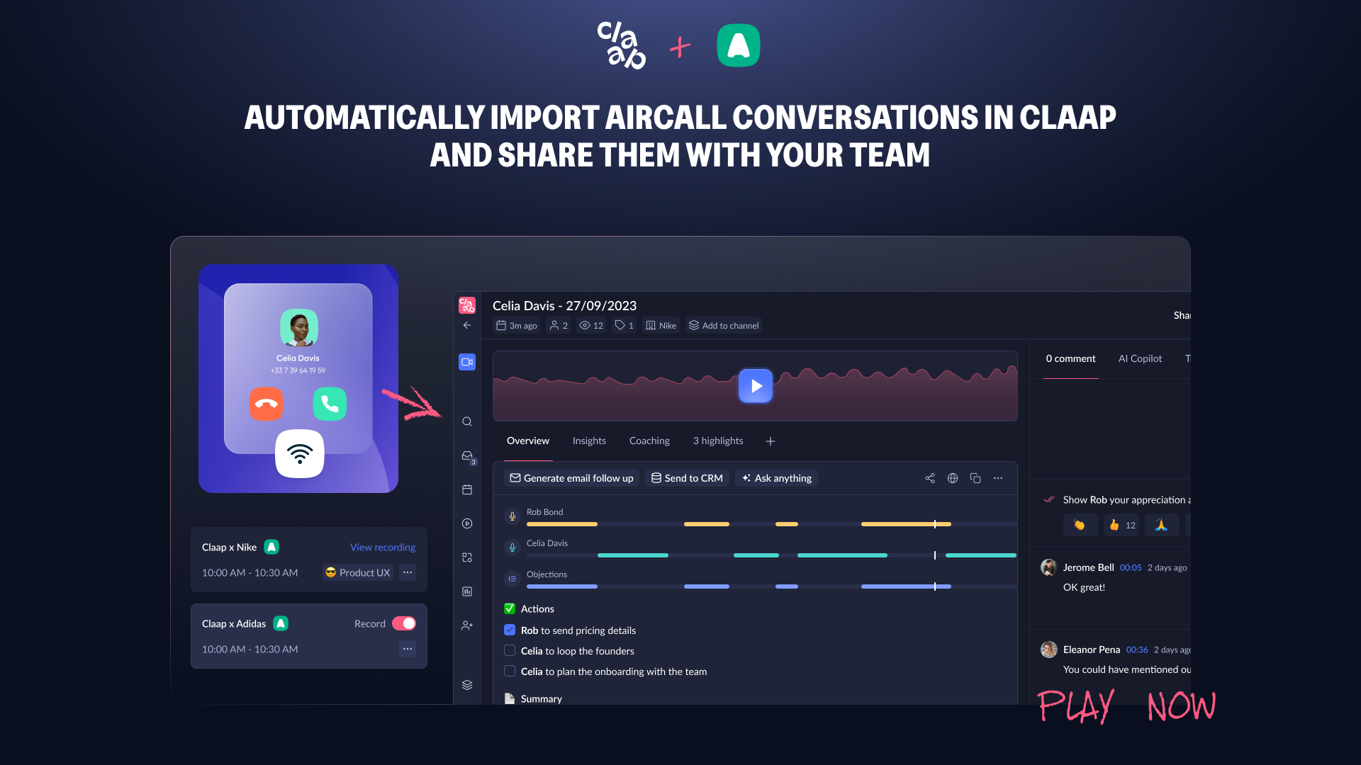 Automatically import Aircall conversations in Claap