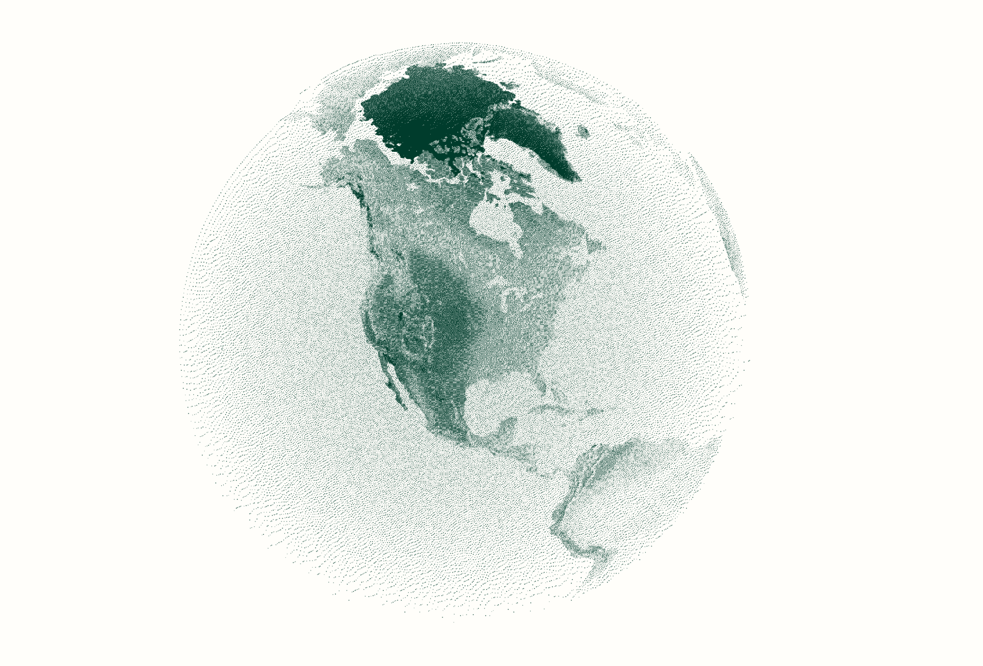 Dotted globe of North America