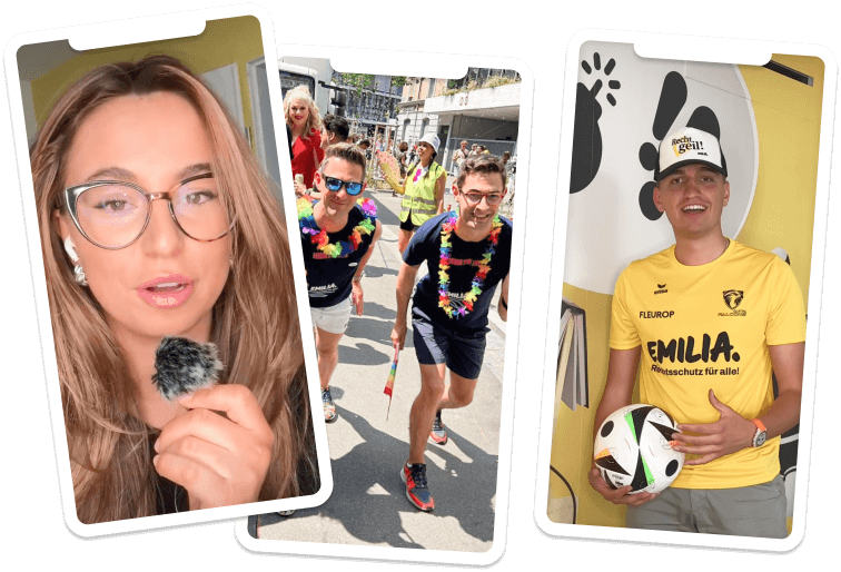 Emilia Mitarbeitende auf Social Media Kanälen