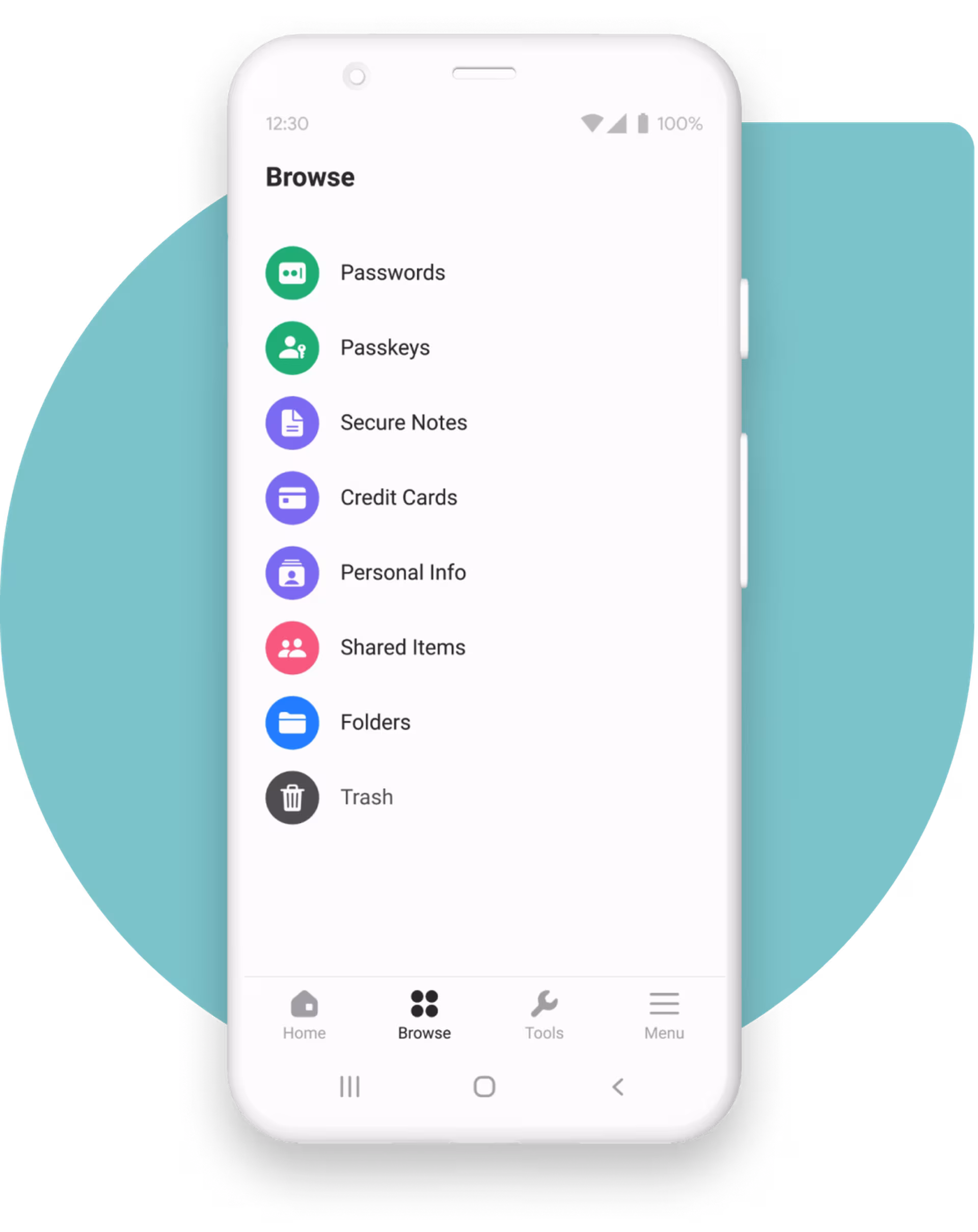 Nordpass app browse menu