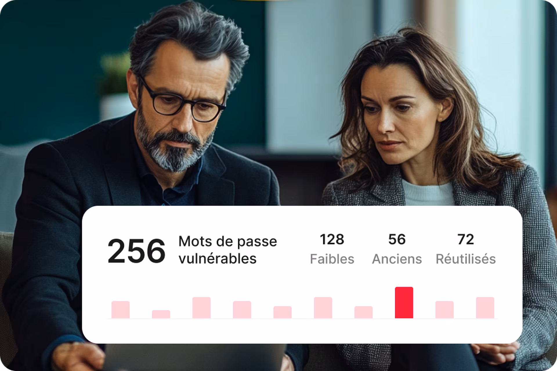 security dashboard visual with working people in the background